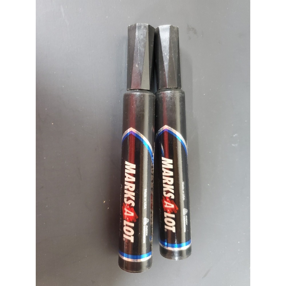 2 Vintage Marks-A-Lot Chisel Point Permanent‎ Ink Marker, -- Dennison
